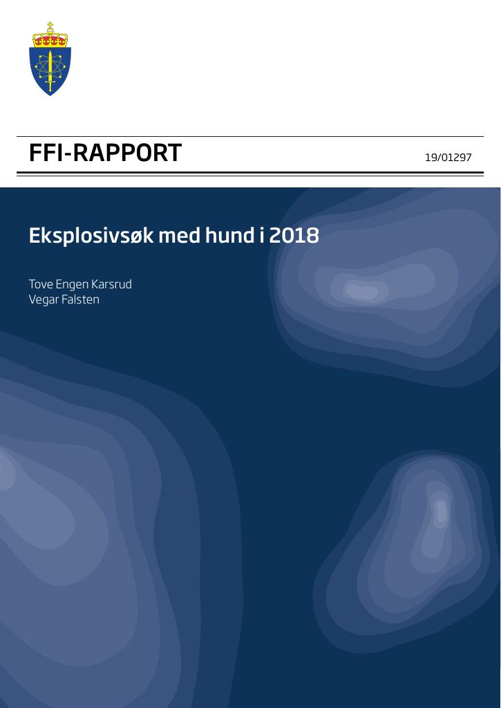 Forsiden av dokumentet Eksplosivsøk med hund i 2018