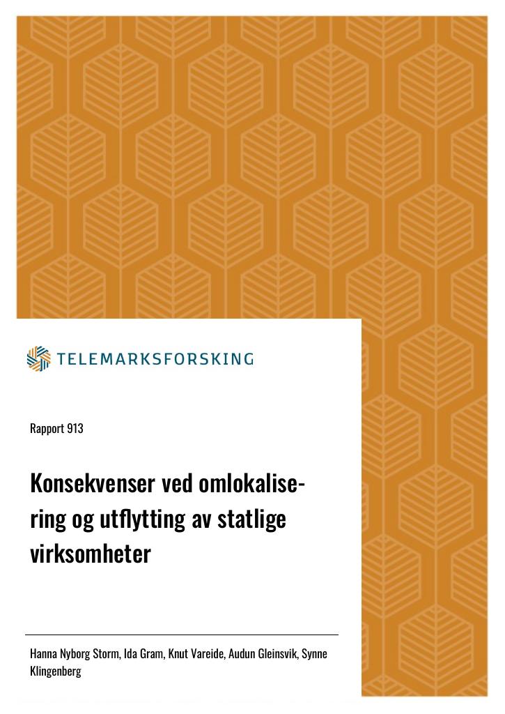 Forsiden av dokumentet Konsekvenser ved omlokalisering og utflytting av statlige virksomheter
