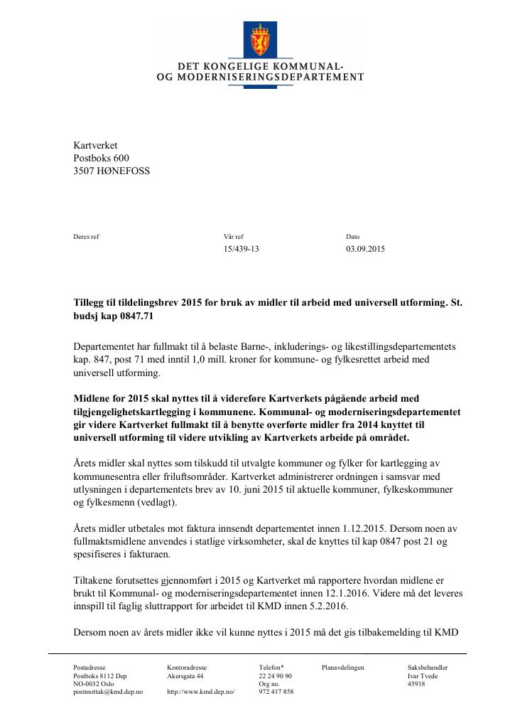 Forsiden av dokumentet tilleggsbrev september (pdf)