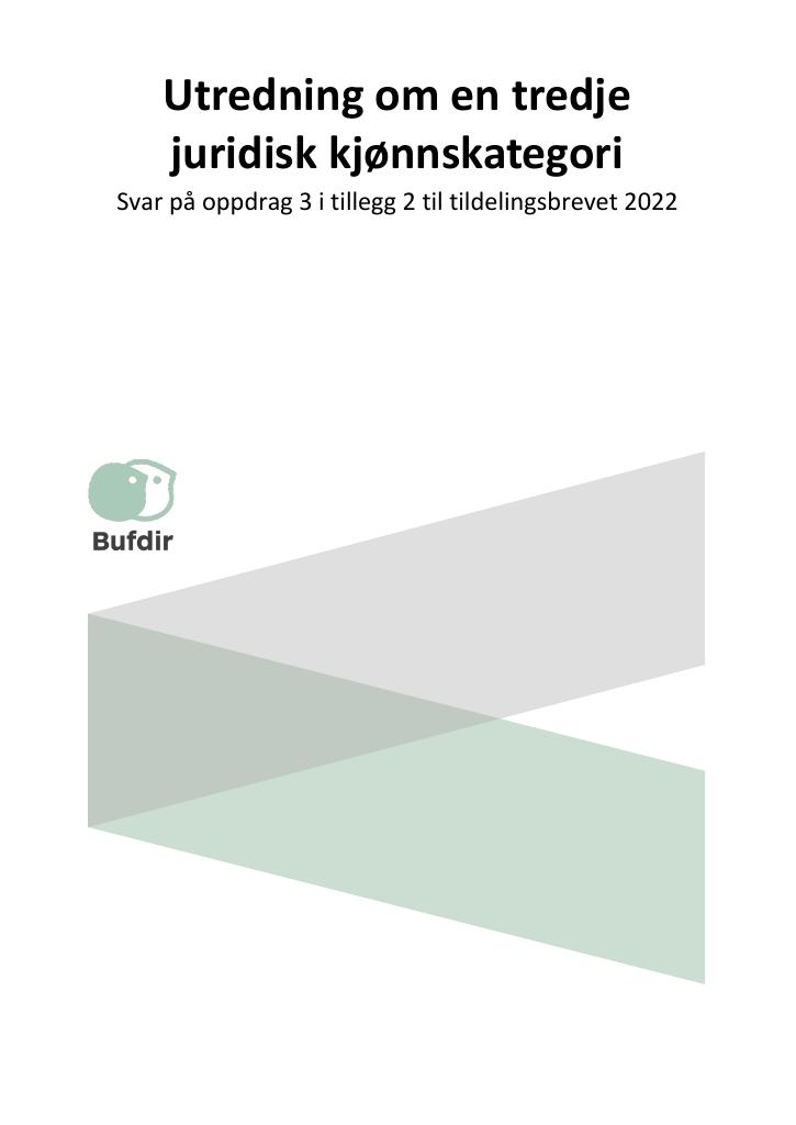 Forsiden av dokumentet Utredning om en tredje juridisk kjønnskategori