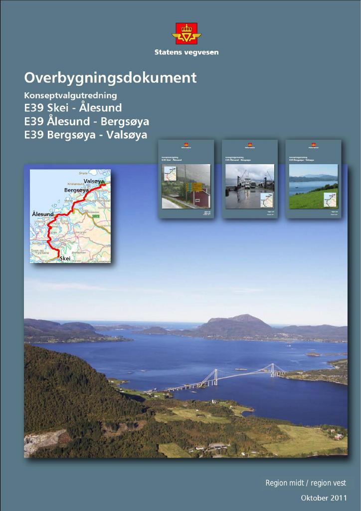 Forsiden av dokumentet Overbygningsdokument for E39 Skei-Valsøya