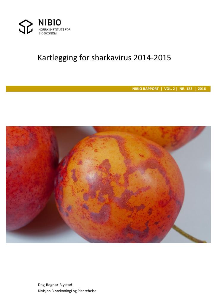 Forsiden av dokumentet Kartlegging for sharkavirus 2014-2015