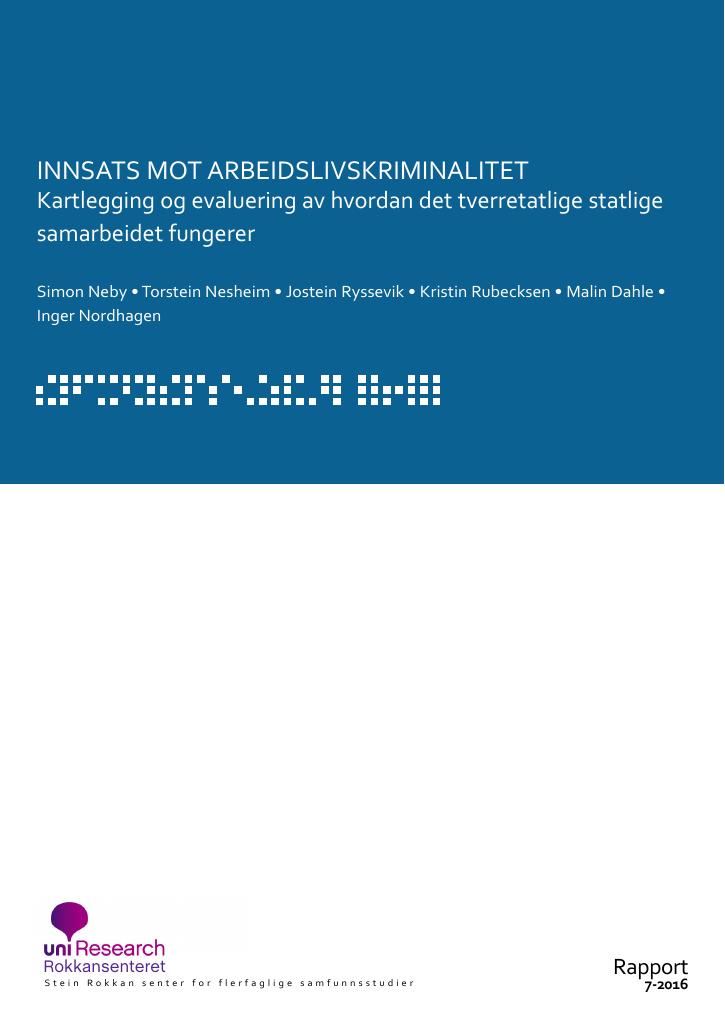 Forsiden av dokumentet Innsats mot arbeidslivskriminalitet