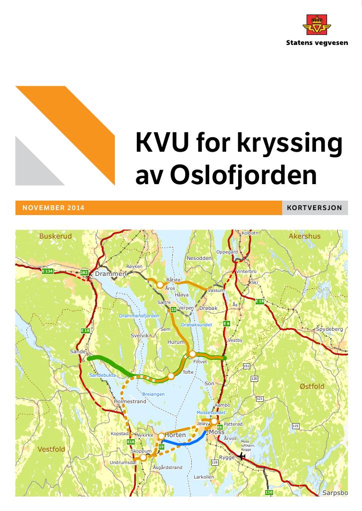 Forsiden av dokumentet Konseptvalgutredning (KVU) for kryssing av Oslofjorden