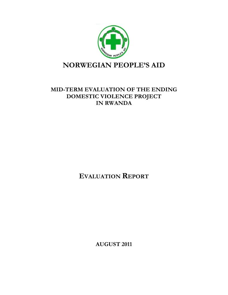 Forsiden av dokumentet Mid-Term evaluation of the ending domestic violence project in Rwanda