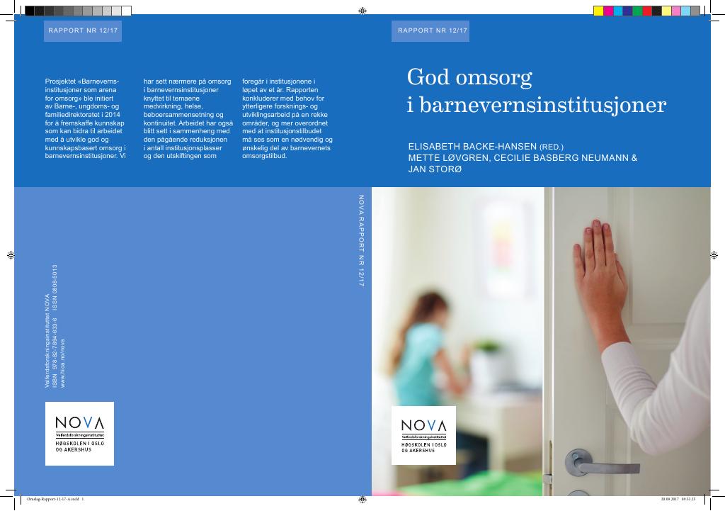 Forsiden av dokumentet God omsorg i barnevernsinstitusjoner