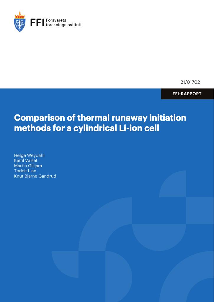 Forsiden av dokumentet Comparison of thermal runaway initiation methods for a cylindrical Li-ion cell