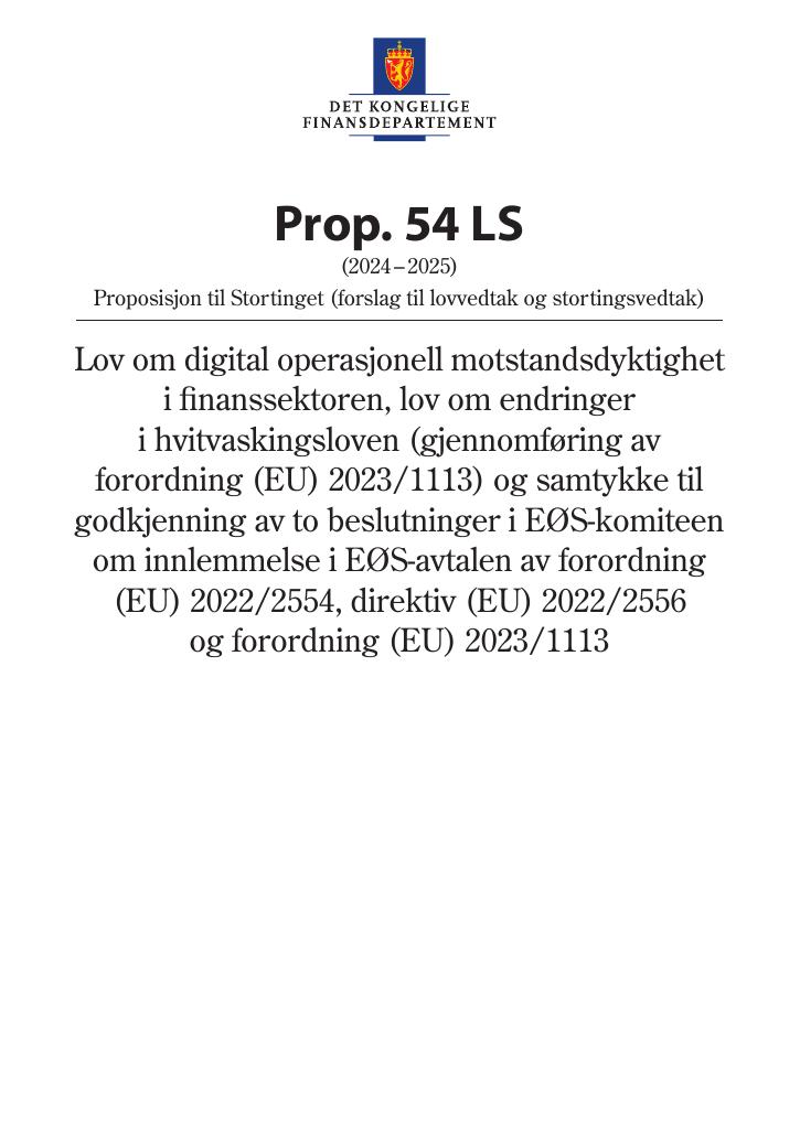 Forsiden av dokumentet Prop. 54 LS (2024–2025)