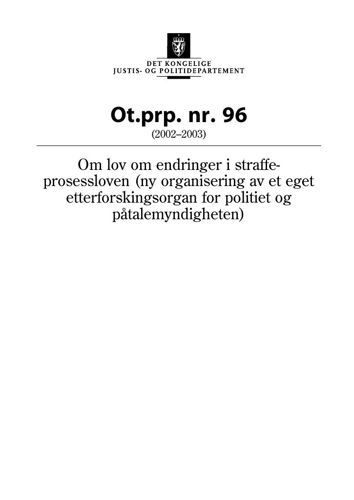 Forsiden av dokumentet Ot.prp. nr. 96 (2002-2003)