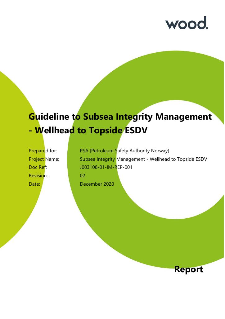 Forsiden av dokumentet Guideline to Subsea Integrity Management
