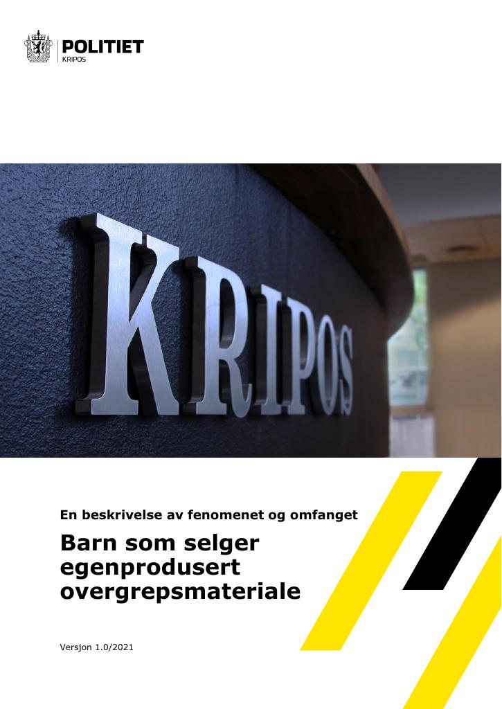 Forsiden av dokumentet Barn som selger egenprodusert overgrepsmateriale
