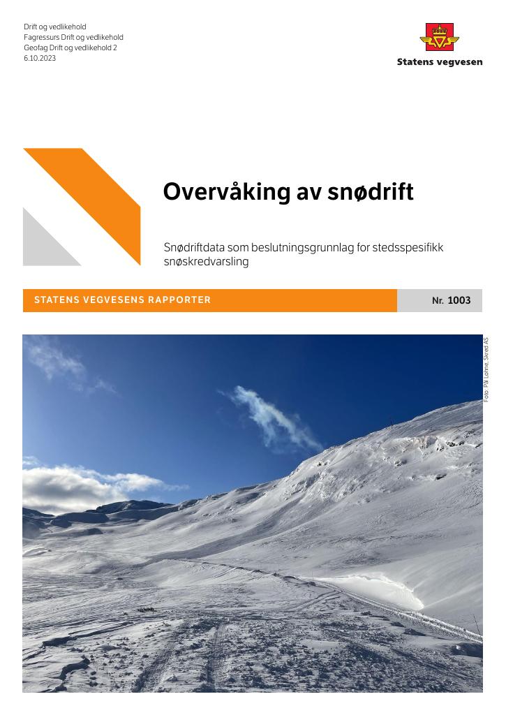 Forsiden av dokumentet Overvåking av snødrift