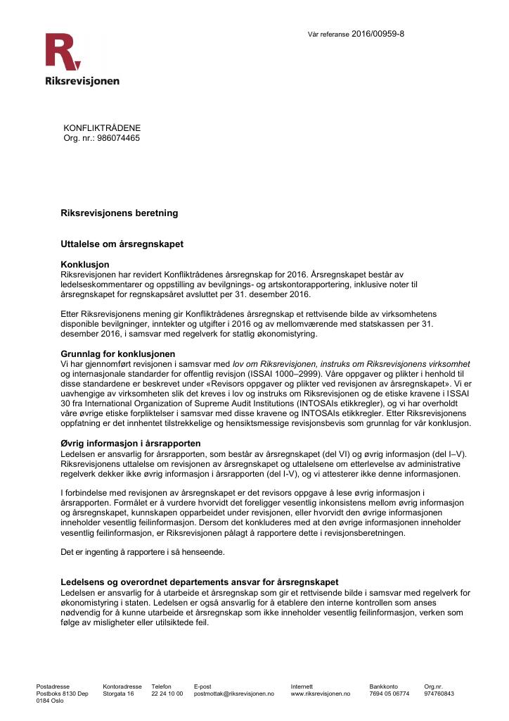 Forsiden av dokumentet Revisjonsberetning (PDF)