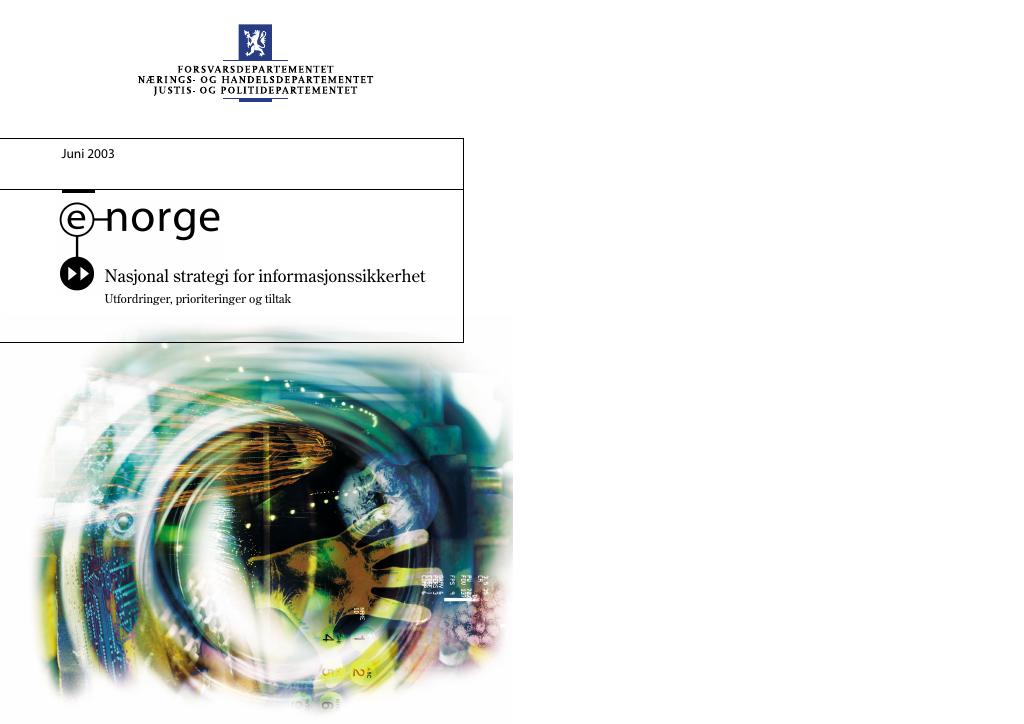 Forsiden av dokumentet Nasjonal strategi for informasjonssikkerhet (.pdf)