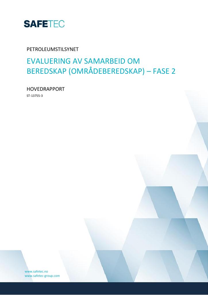 Forsiden av dokumentet Evaluering av samarbeid om beredskap (områdeberedskap) – Fase 2