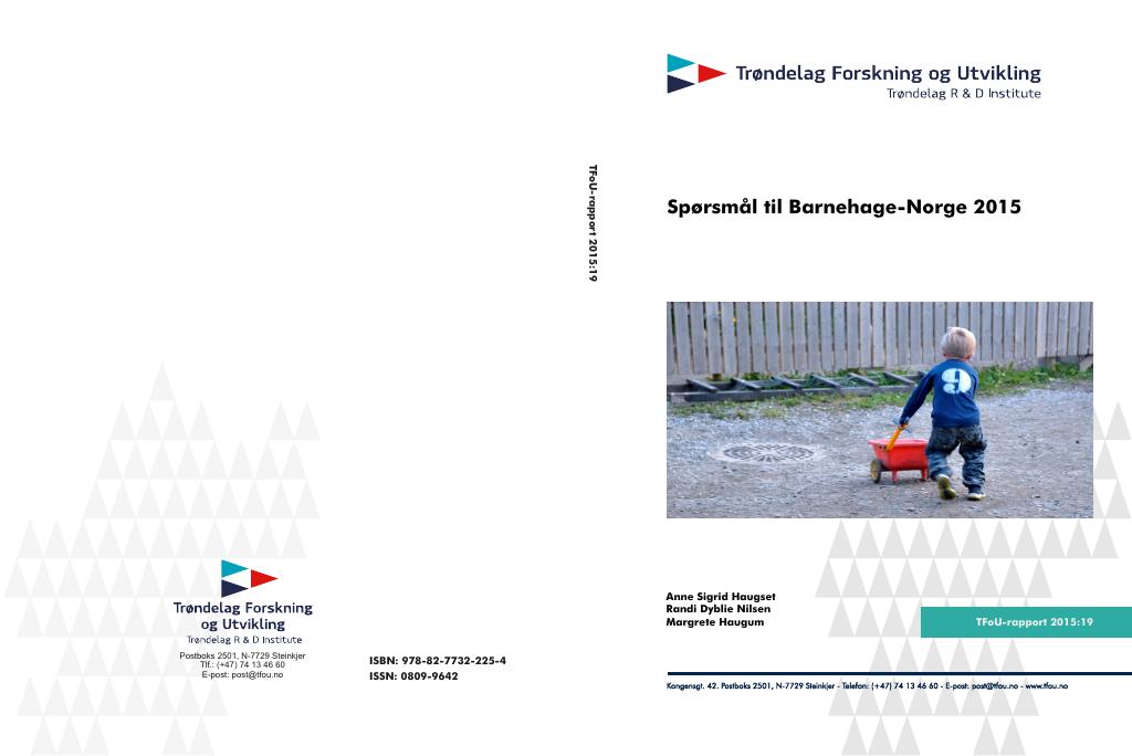 Forsiden av dokumentet Spørsmål til Barnehage-Norge 2015