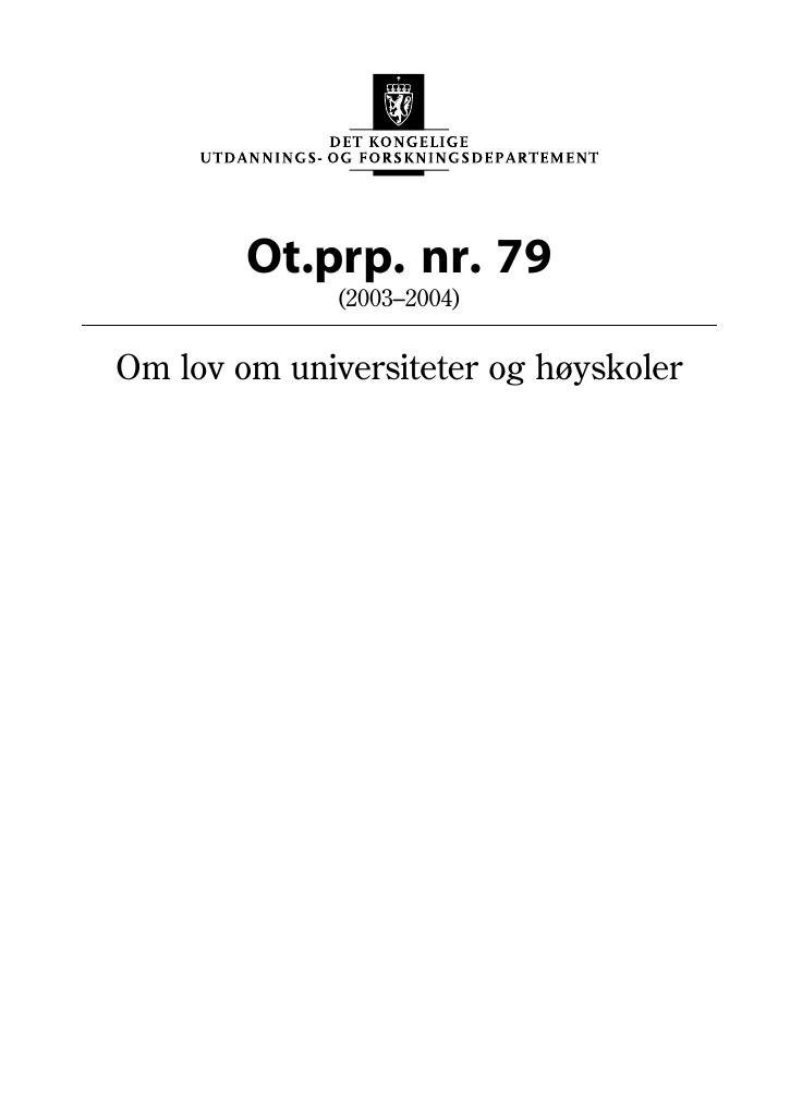 Forsiden av dokumentet Ot.prp. nr. 79 (2003-2004)