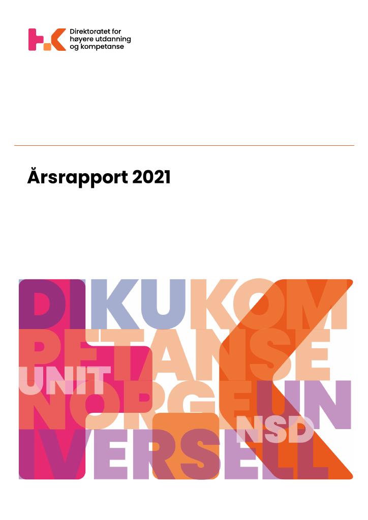 Forsiden av dokumentet Årsrapport Direktoratet for høyere utdanning og kompetanse 2021