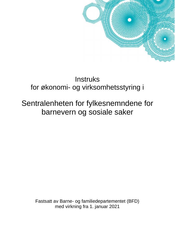 Forsiden av dokumentet Instruks  Fylkesnemndene for barnevern og sosiale saker 2021