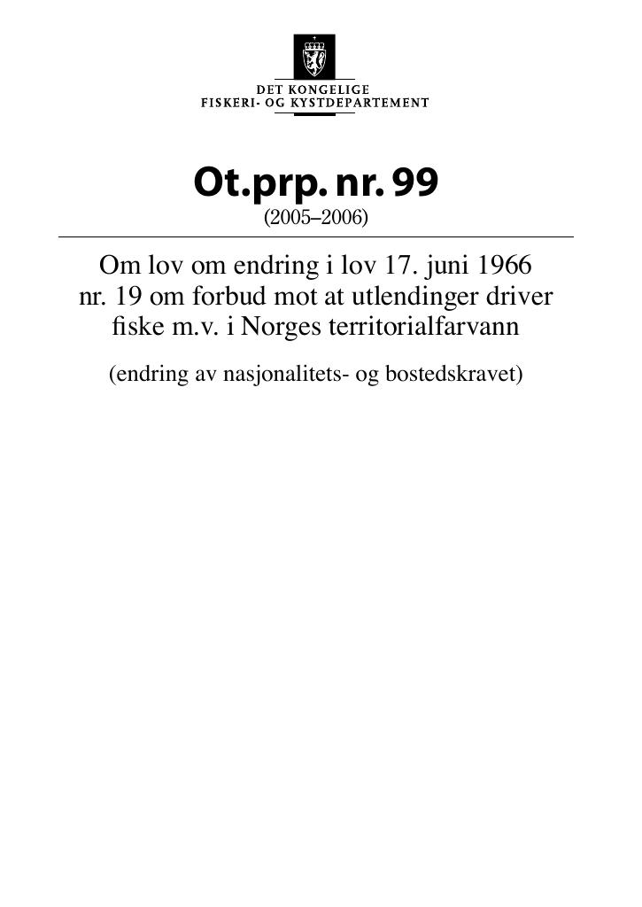 Forsiden av dokumentet Ot.prp. nr. 99 (2005-2006)