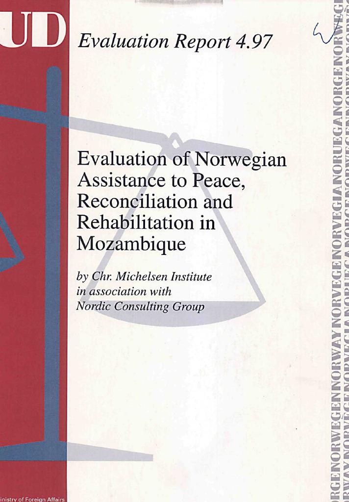 Forsiden av dokumentet Evaluation of Norwegian Assistance to Peace, Reconciliation and Rehabilitation in Mozambique