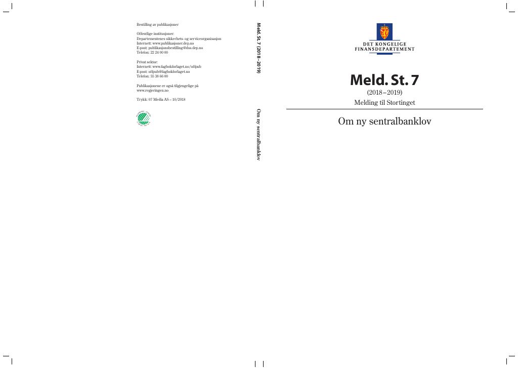 Forsiden av dokumentet Meld. St. 7 (2018–2019)
