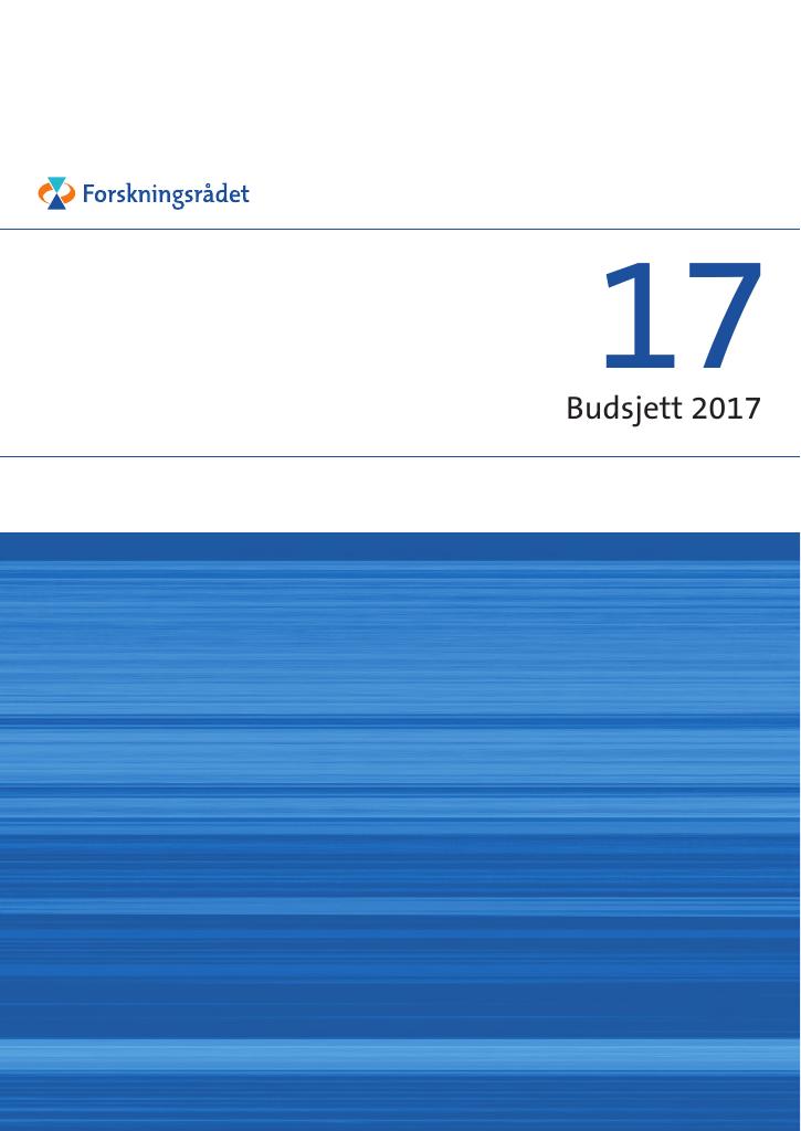 Forsiden av dokumentet Budsjett 2017 - Forskningsrådet