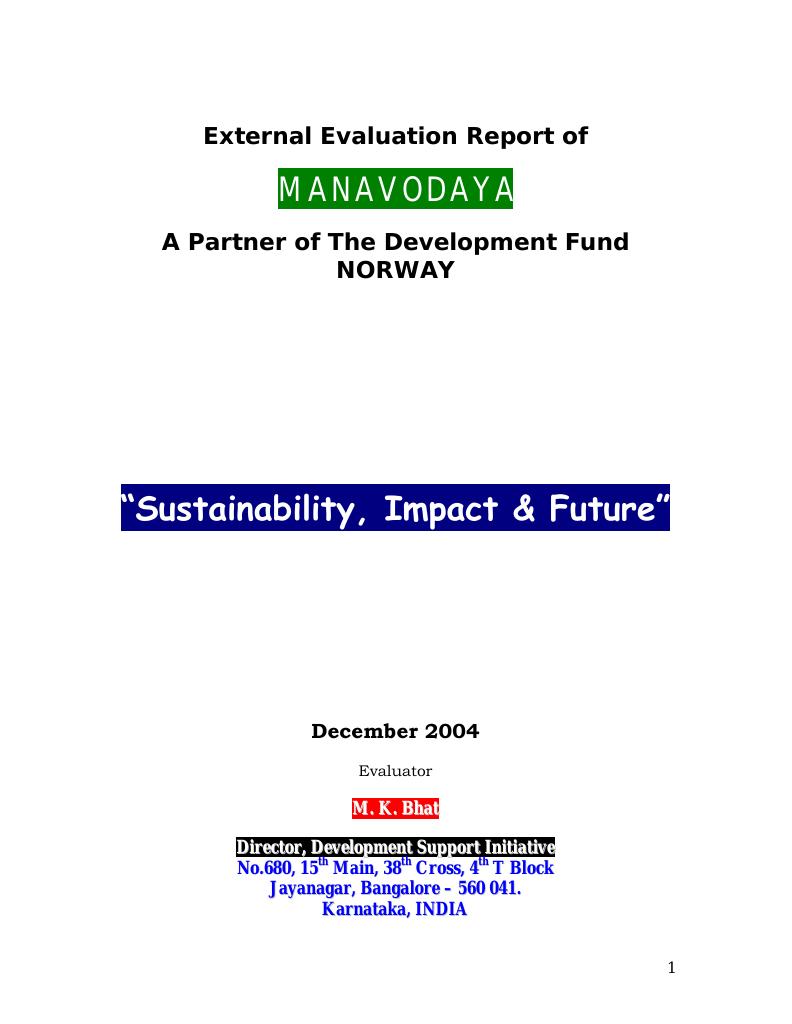 Forsiden av dokumentet Sustainability, Impact & Future