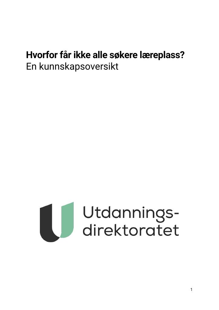 Forsiden av dokumentet Hvorfor får ikke alle søkere læreplass?