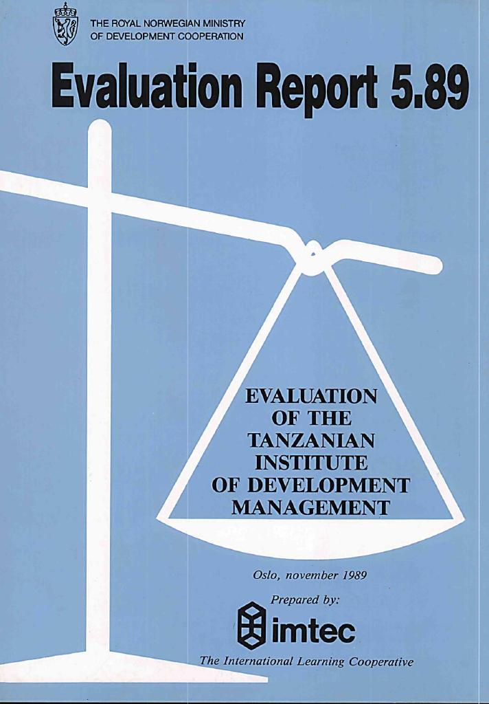 Forsiden av dokumentet Evaluation of the Tanzanian Institute of Development Management