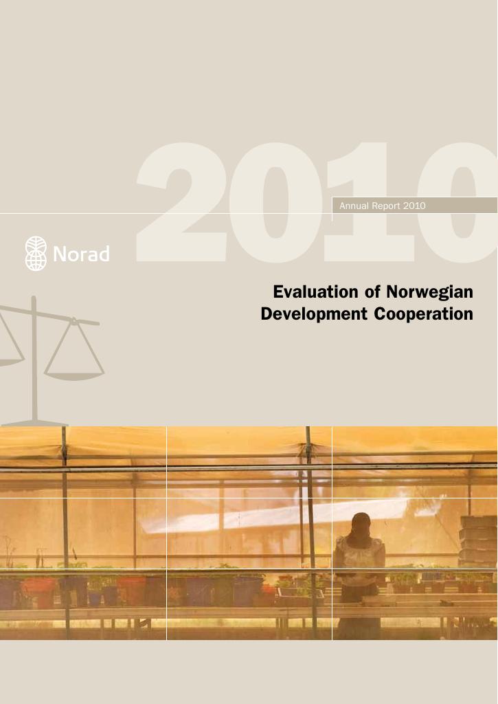 Forsiden av dokumentet Evaluation of Norwegian Development Cooperation. Annual Report 2010