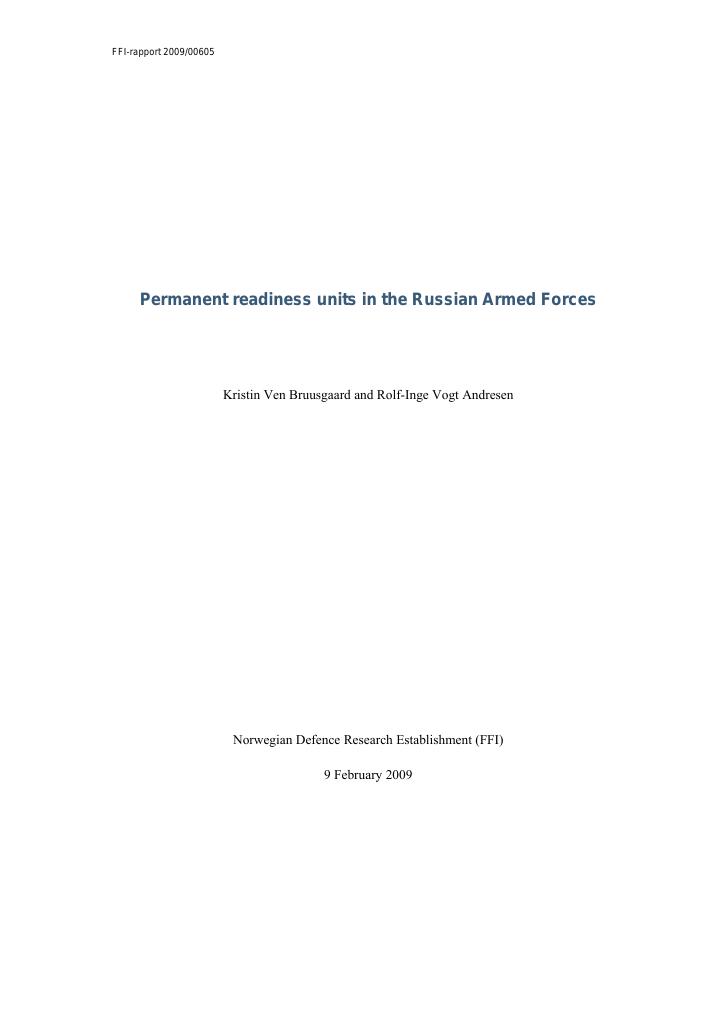 Forsiden av dokumentet Permanent readiness units in the Russian Armed Forces