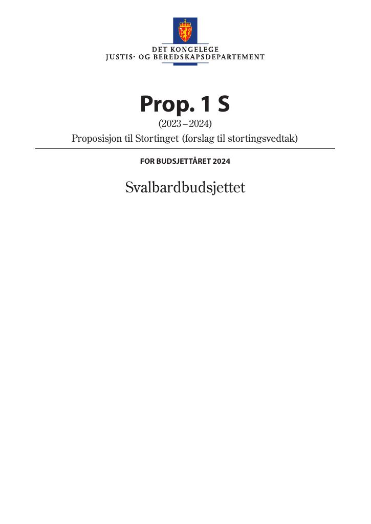 Forsiden av dokumentet Prop. 1 S (2023–2024)
