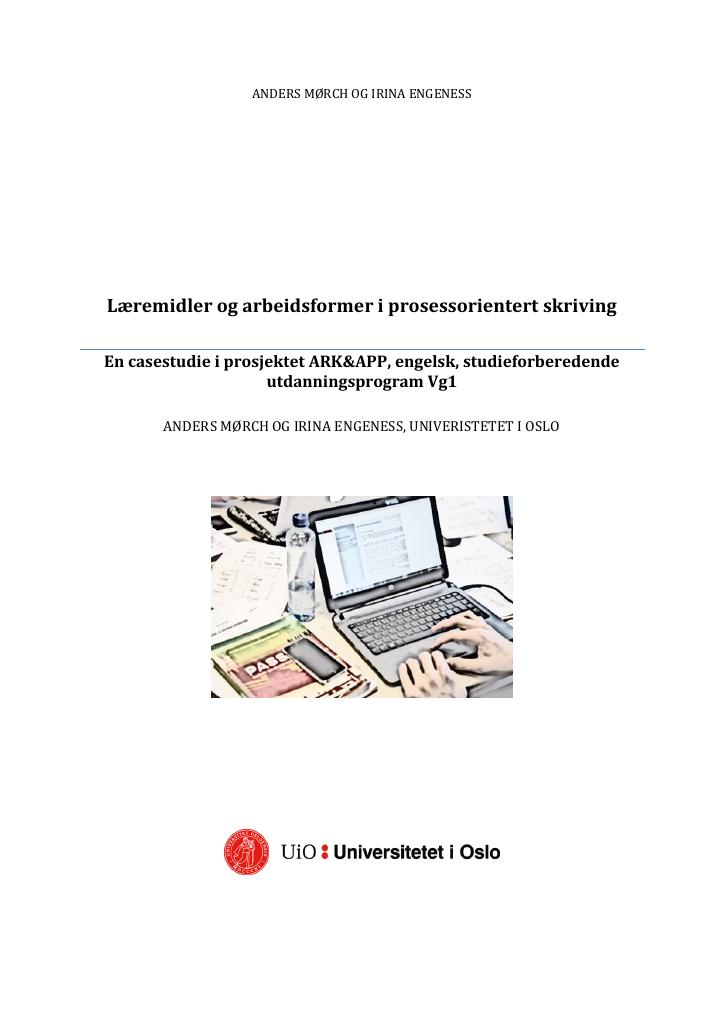 Forsiden av dokumentet Læremidler og arbeidsformer i prosessorientert skriving