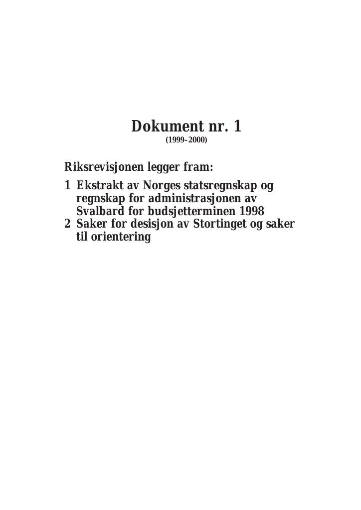 Forsiden av dokumentet Dokument nr 1 (1999-2000)