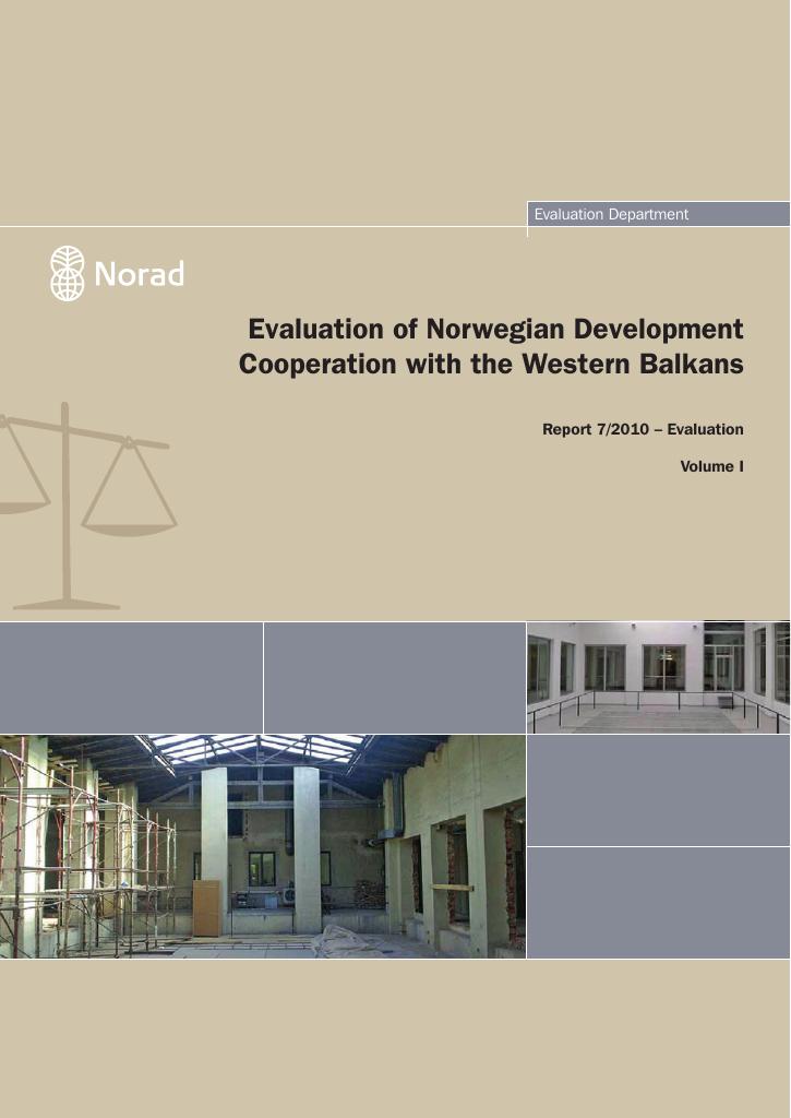 Forsiden av dokumentet Evaluation of Norwegian Development Cooperation with the Western Balkans