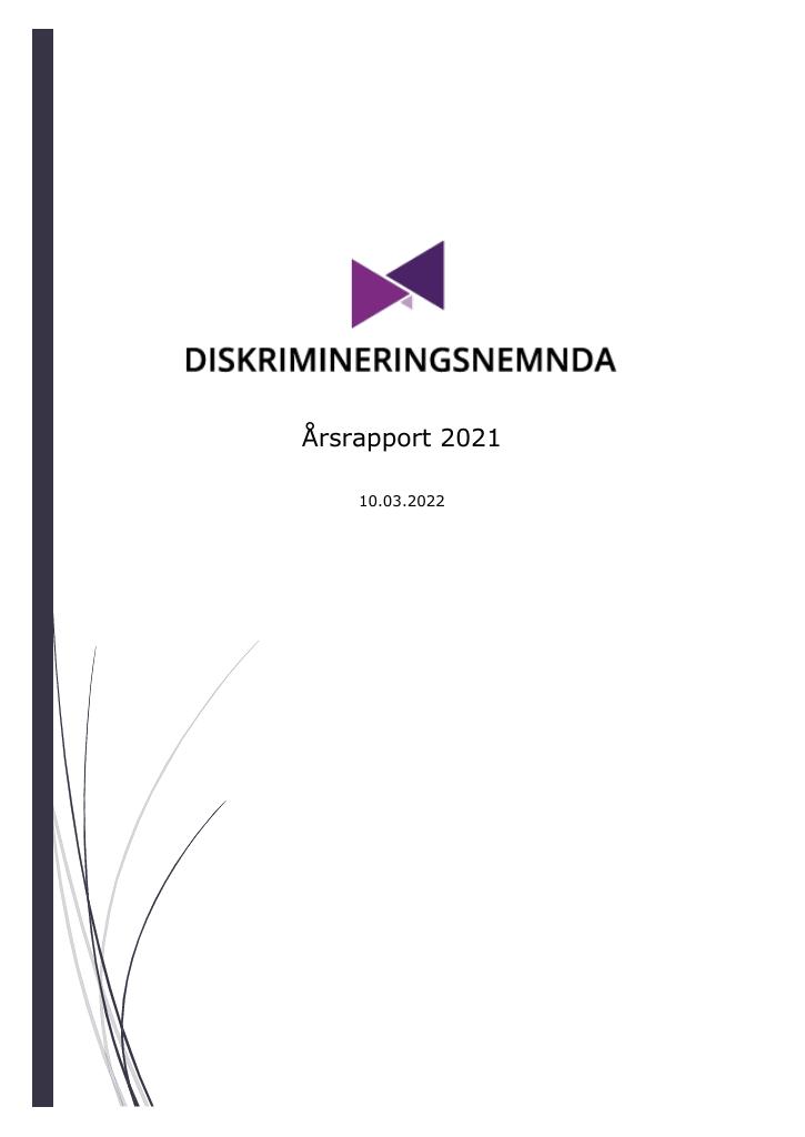 Forsiden av dokumentet Årsrapport Diskrimineringsnemnda 2021