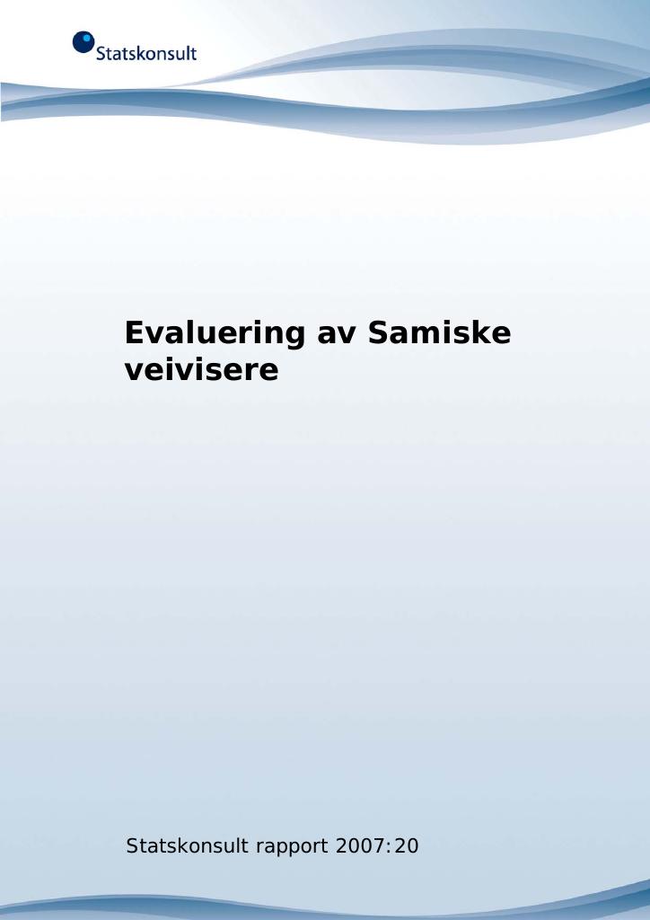 Forsiden av dokumentet Evaluering av Samiske veivisere