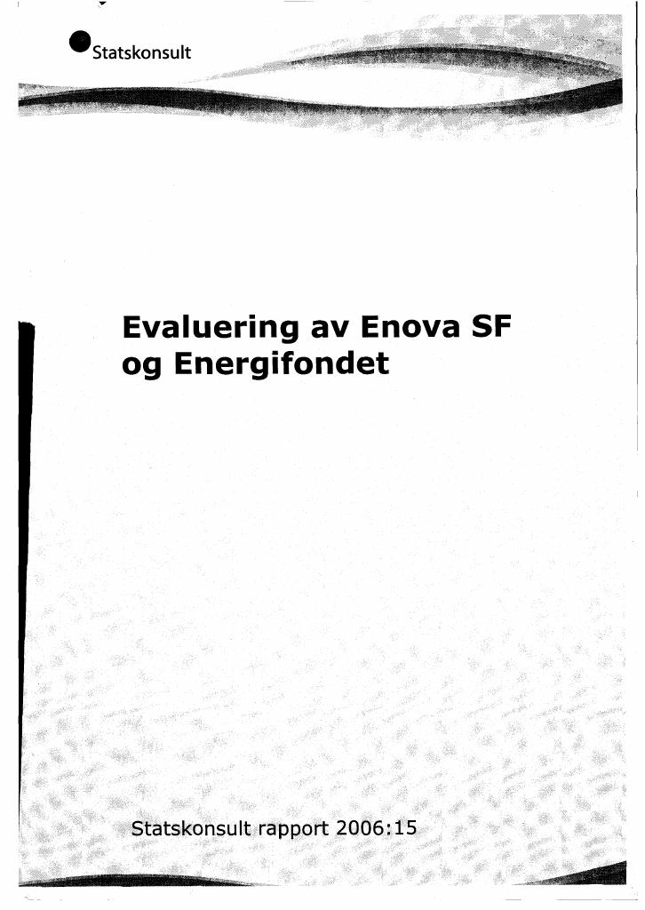 Forsiden av dokumentet Evaluering av Enova SF og Energifondet