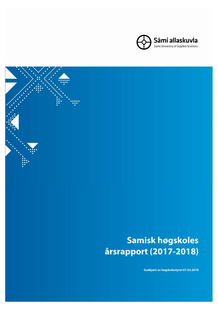 Forsiden av dokumentet Årsrapport Samisk høgskole 2017