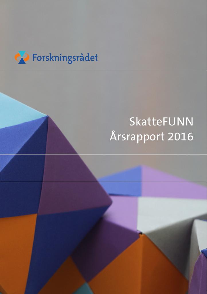 Forsiden av dokumentet Årsrapport - SkatteFUNN 2016