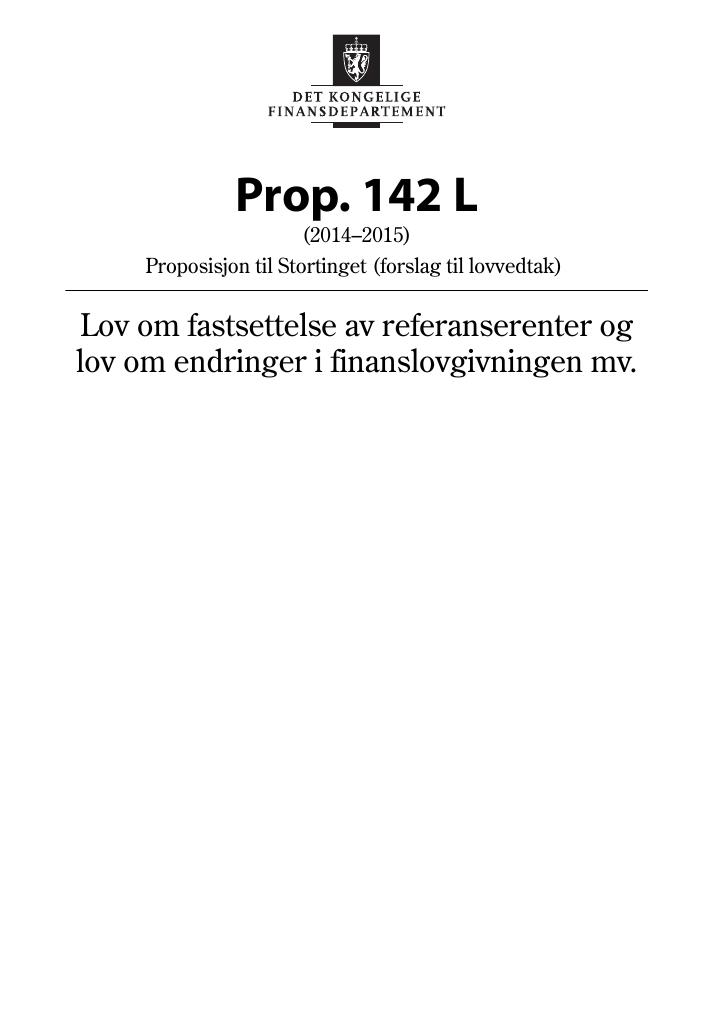 Forsiden av dokumentet Prop. 142 L (2014–2015)