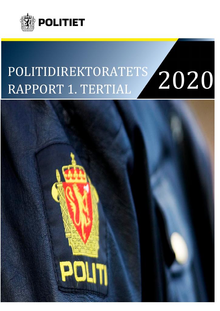 Forsiden av dokumentet Politidirektoratets 1. tertialrapport 2020