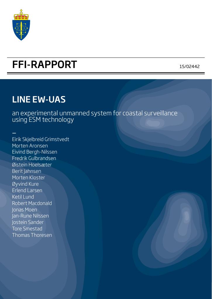 Forsiden av dokumentet LINE EW-UAS - an experimental unmanned system for coastal surveillance using ESM technology