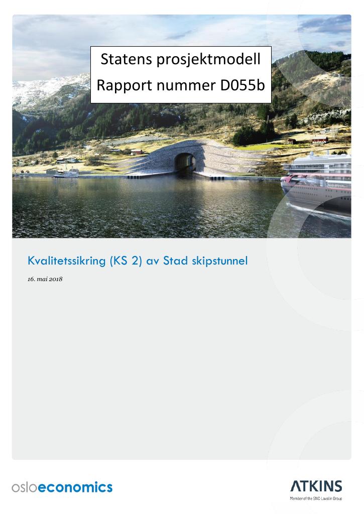Forsiden av dokumentet Kvalitetssikring (KS2) av Stad skipstunnel