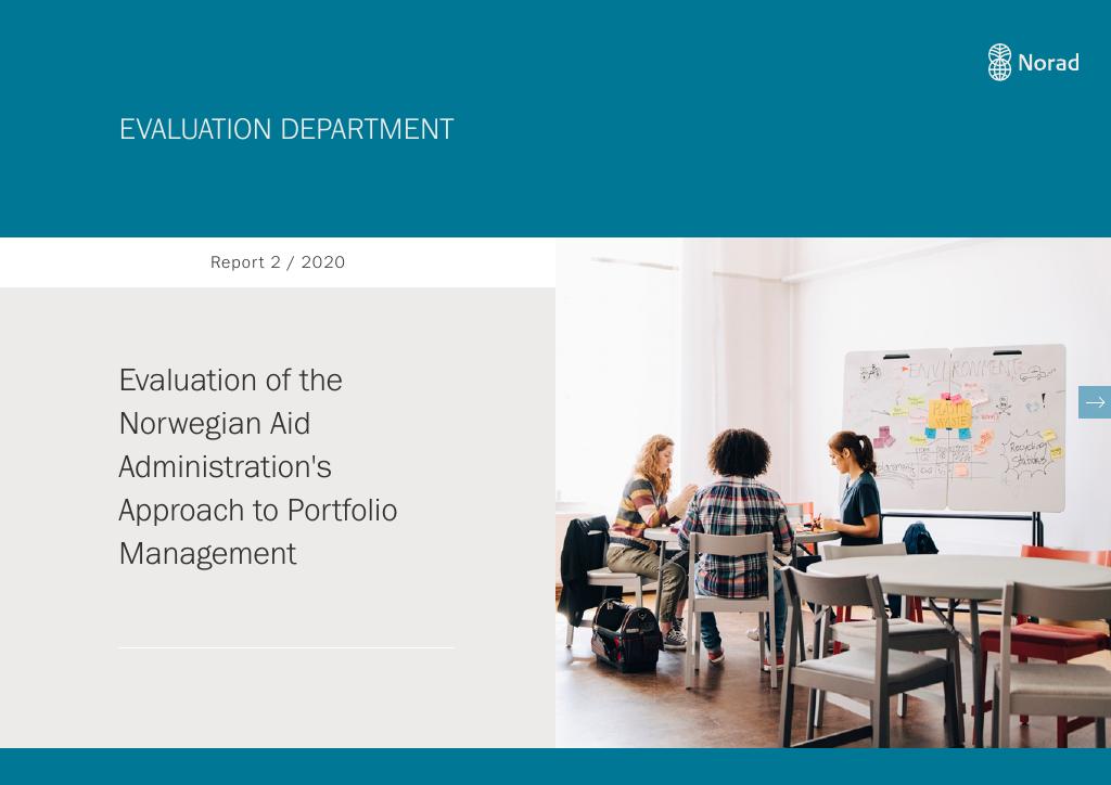 Forsiden av dokumentet Evaluation of the Norwegian Aid Administration's Approach to Portfolio Management