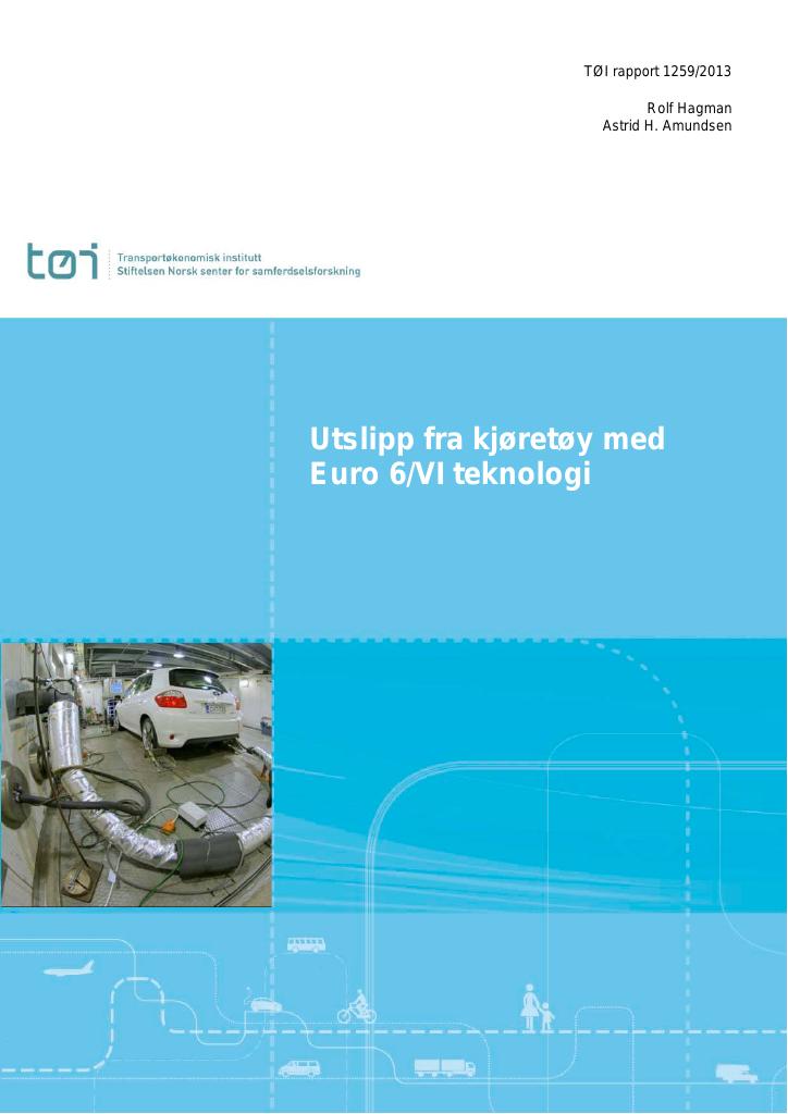 Forsiden av dokumentet Utslipp fra kjøretøy med Euro 6/VI teknologi - fase 1
