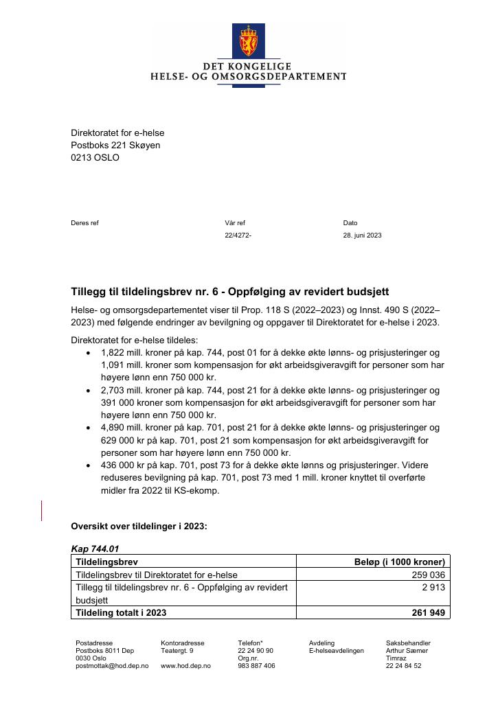 Forsiden av dokumentet supplerende 6a 2023