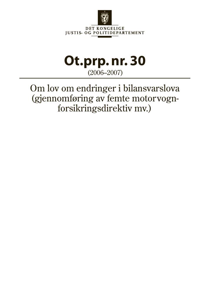 Forsiden av dokumentet Ot.prp. nr. 30 (2006-2007)