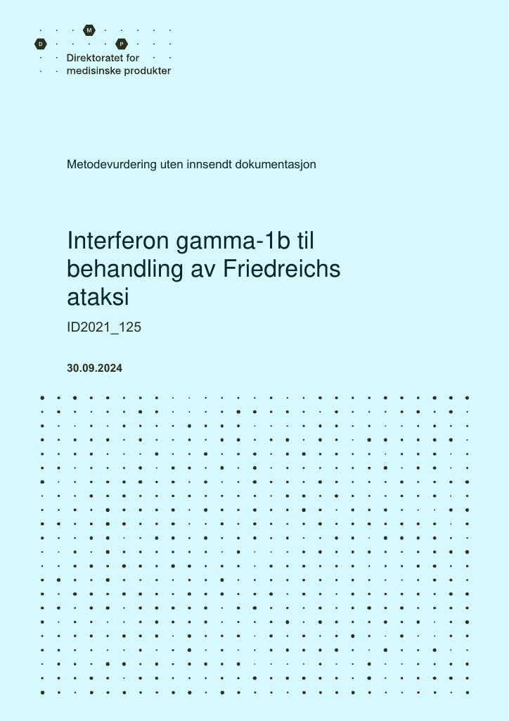 Forsiden av dokumentet Interferon gamma-1b til behandling av Friedreichs ataksi